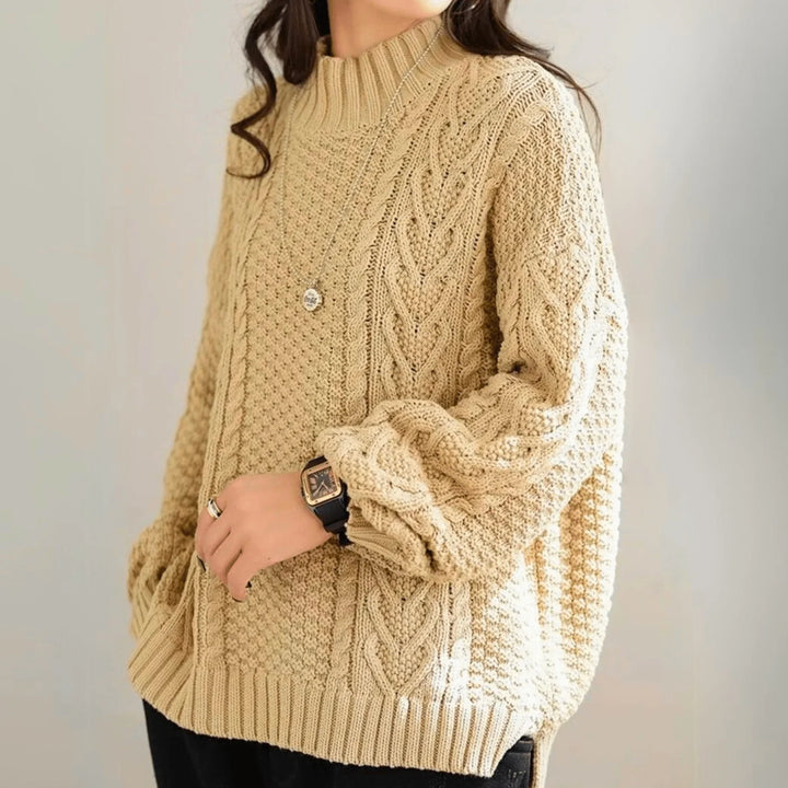 Orlagh | Women Mock Neck Cable Knit Sweater