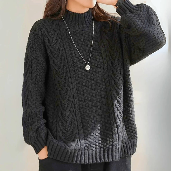 Orlagh | Women Mock Neck Cable Knit Sweater