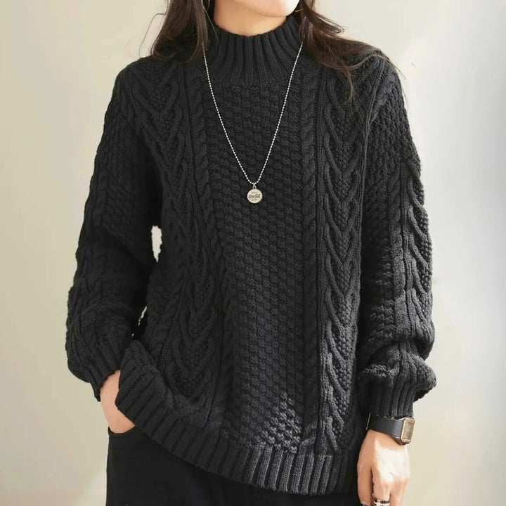 Orlagh | Women Mock Neck Cable Knit Sweater