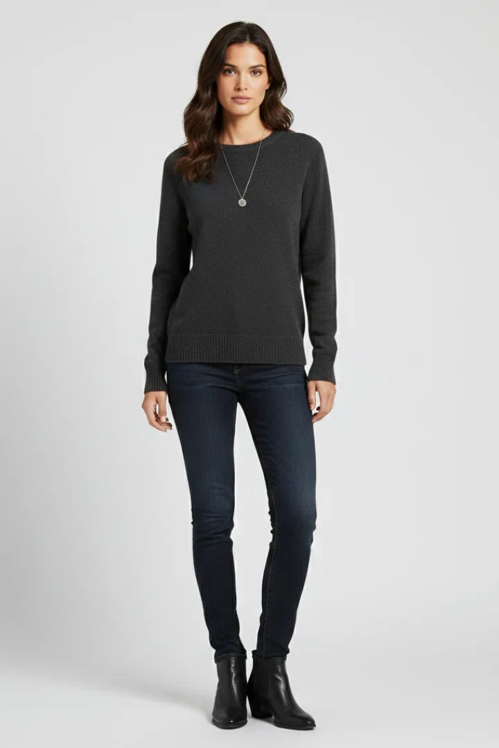 Martha | Women Ribbed Hem Crewneck Sweater