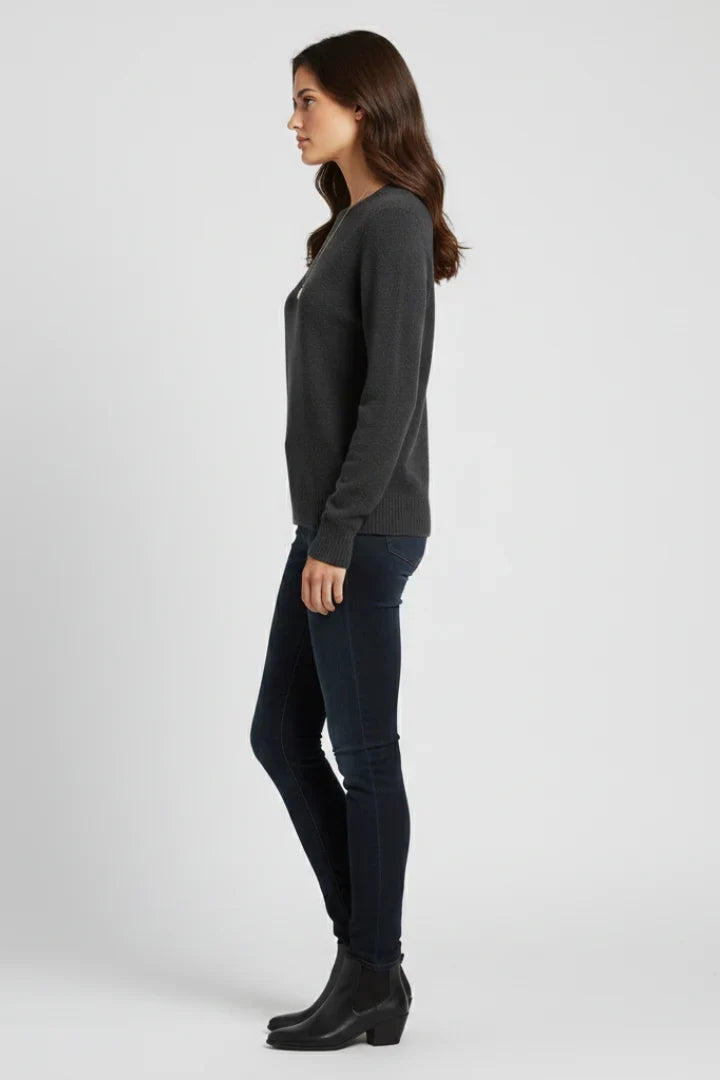 Martha | Women Ribbed Hem Crewneck Sweater