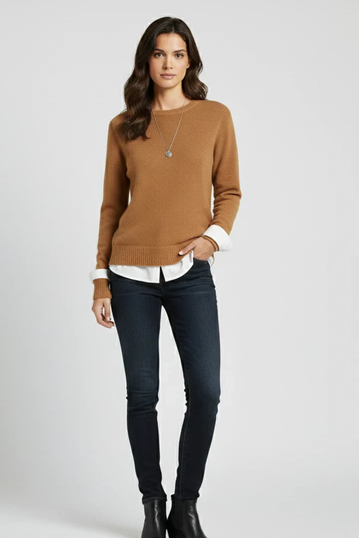 Martha | Women Ribbed Hem Crewneck Sweater