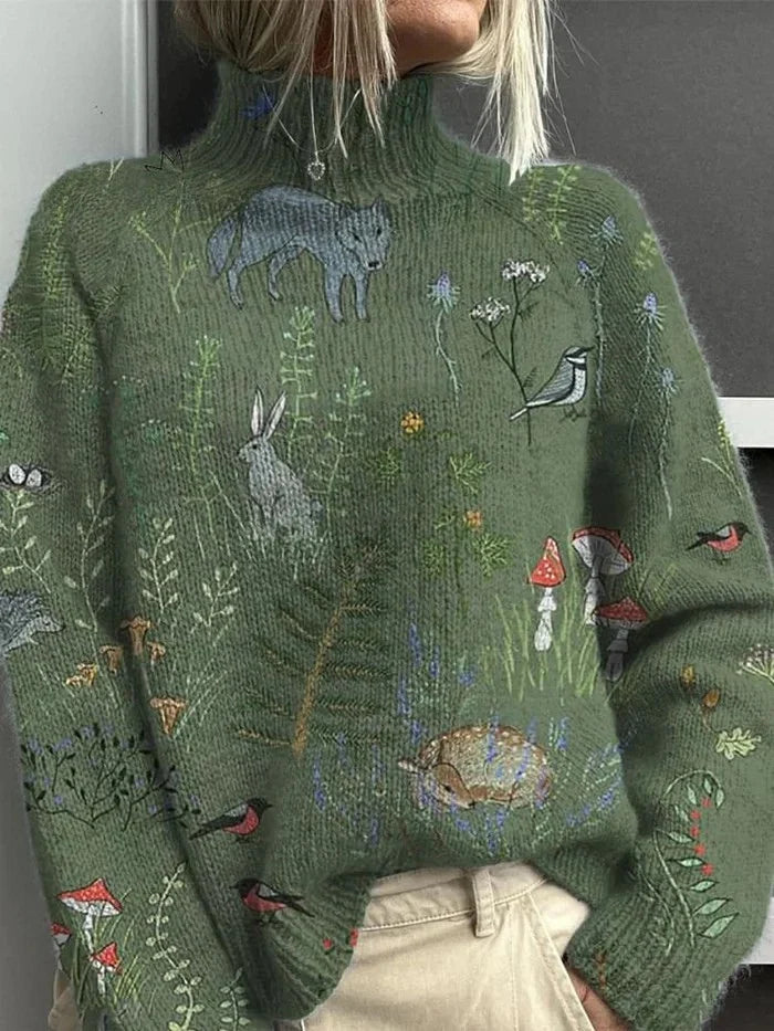 Eimear | Women Turtleneck Woodland Knit Sweater