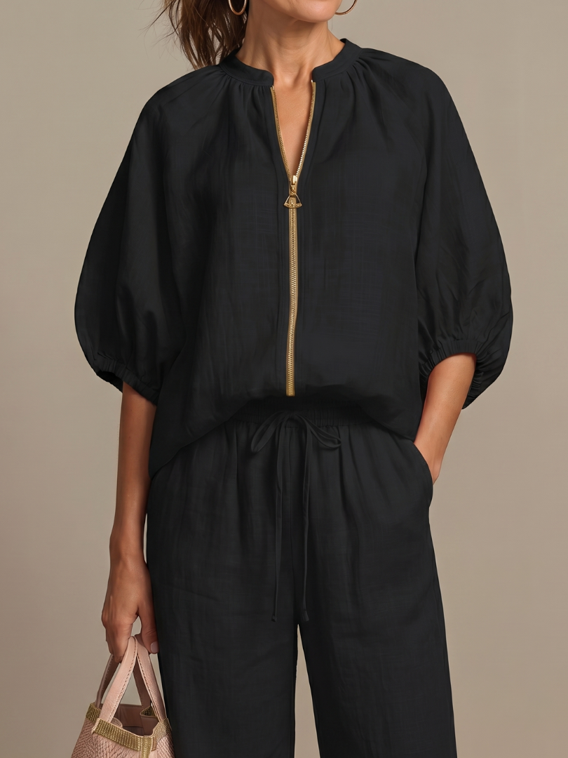 Sonja | Women Zip Front Pants Set