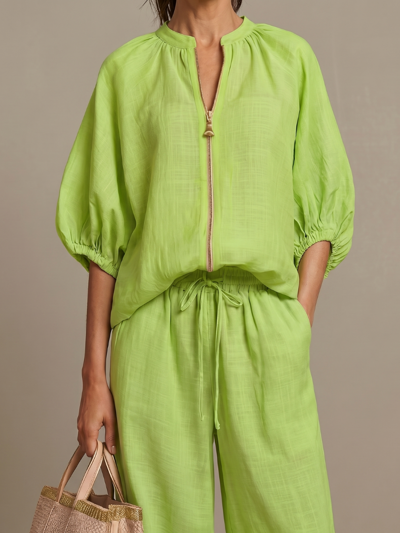 Sonja | Women Zip Front Pants Set
