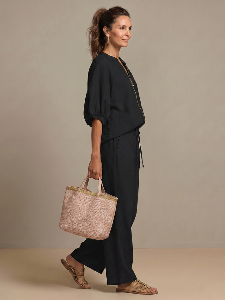 Sonja | Women Zip Front Pants Set