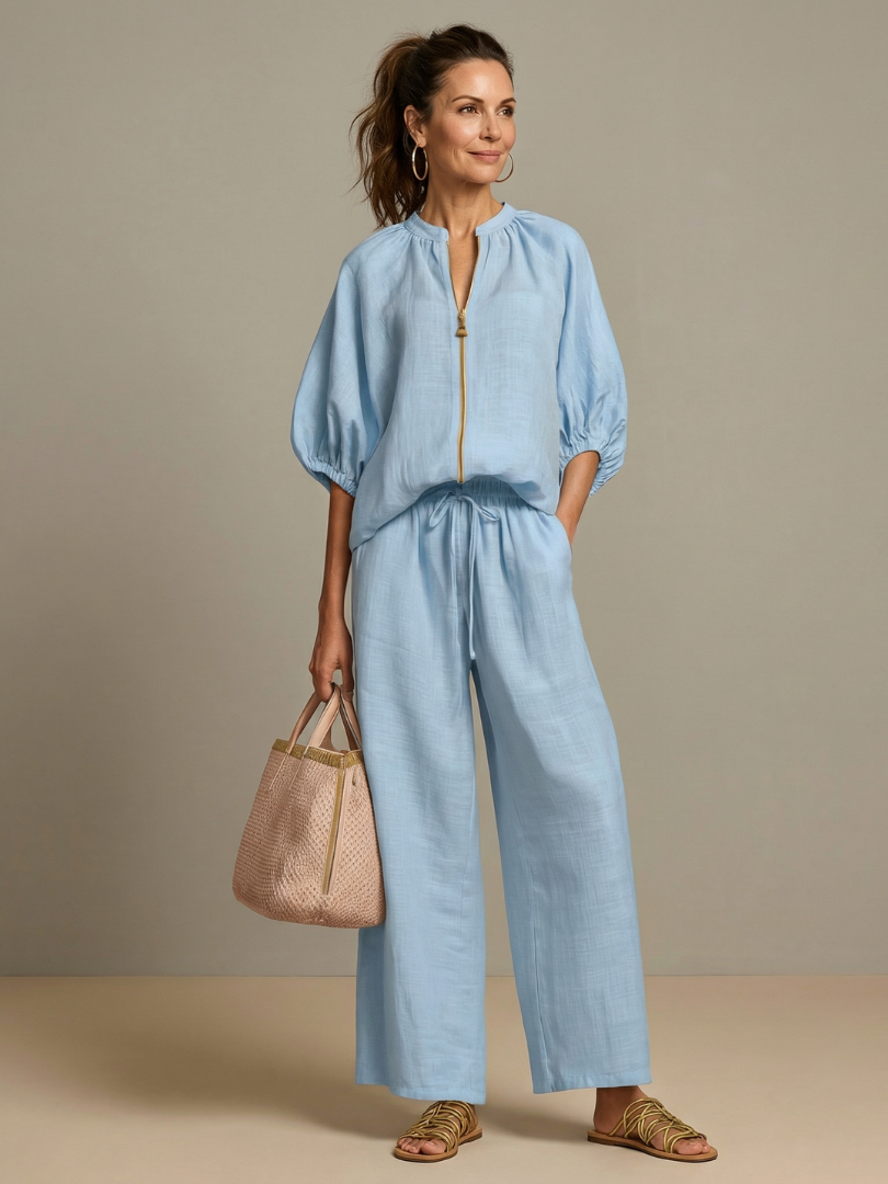 Sonja | Women Zip Front Pants Set
