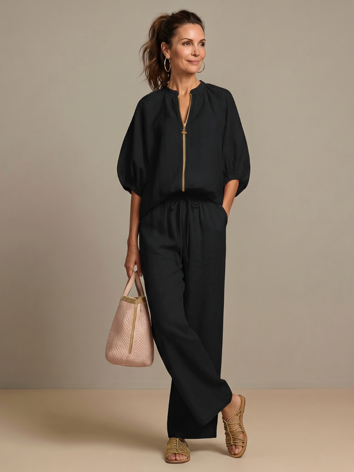Sonja | Women Zip Front Pants Set