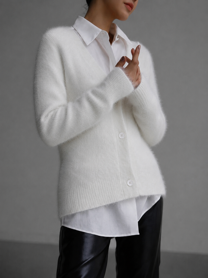 Elva | Women Fuzzy V Neck Oversized Cardigan