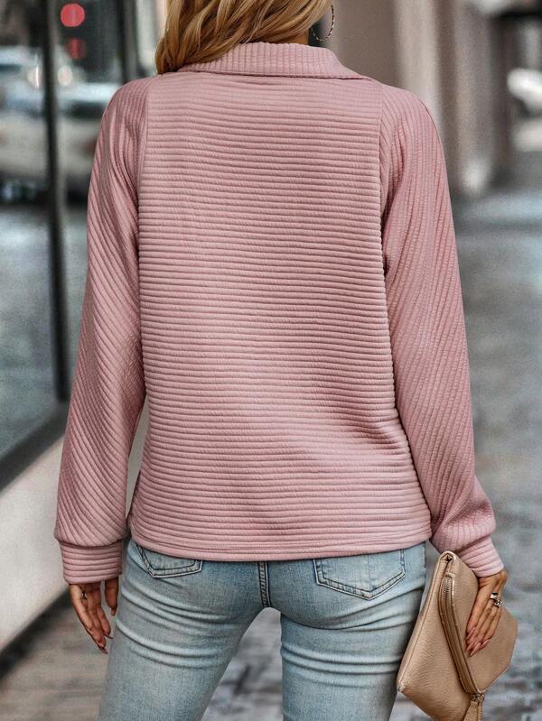 Sela | Women Quilted Rib Half Zip Pullover
