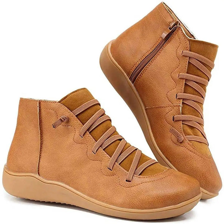 Phemie | Women Lace Up Side Zip Ankle Boots
