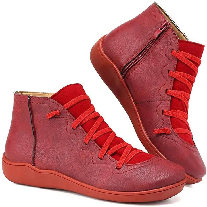 Phemie | Women Lace Up Side Zip Ankle Boots