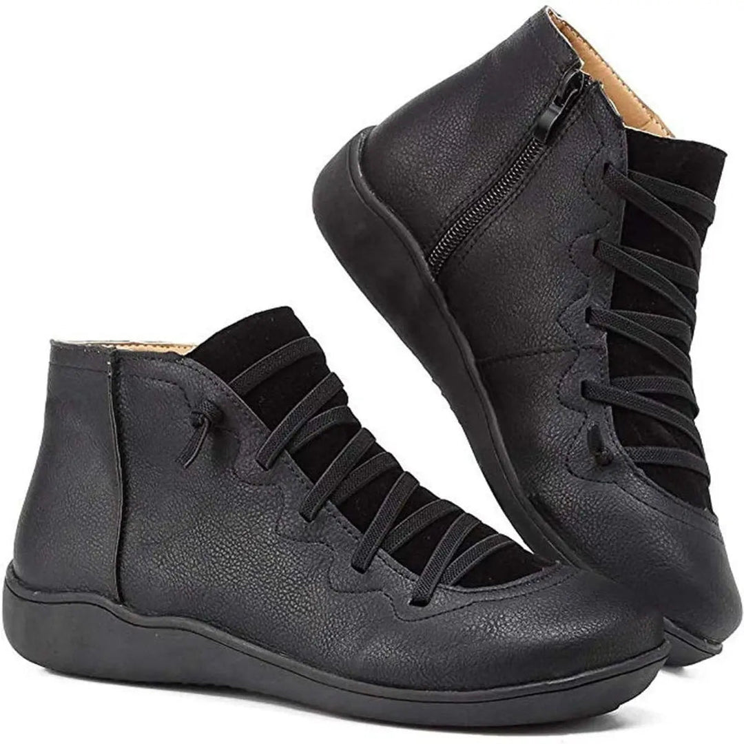 Phemie | Women Lace Up Side Zip Ankle Boots