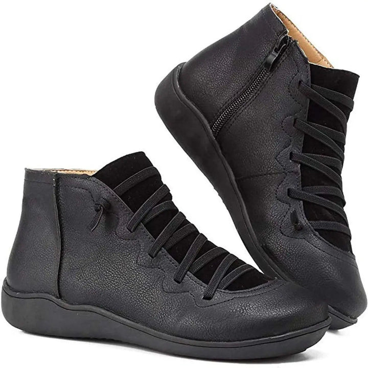 Phemie | Women Lace Up Side Zip Ankle Boots