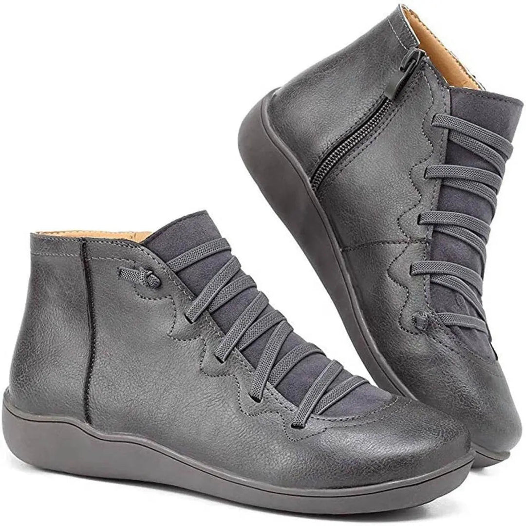 Phemie | Women Lace Up Side Zip Ankle Boots