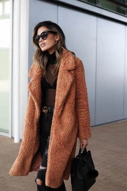 Kristy Women Longline Teddy Borg Fleece Winter Coat