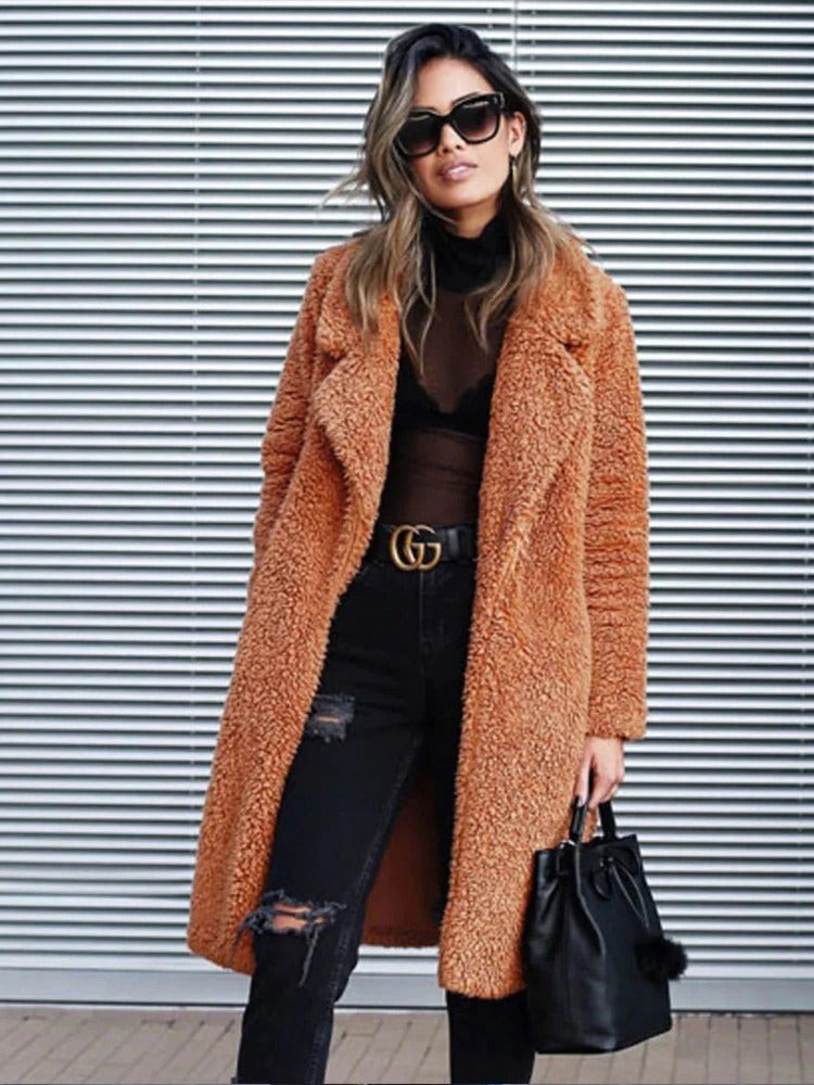 Kristy Women Longline Teddy Borg Fleece Winter Coat