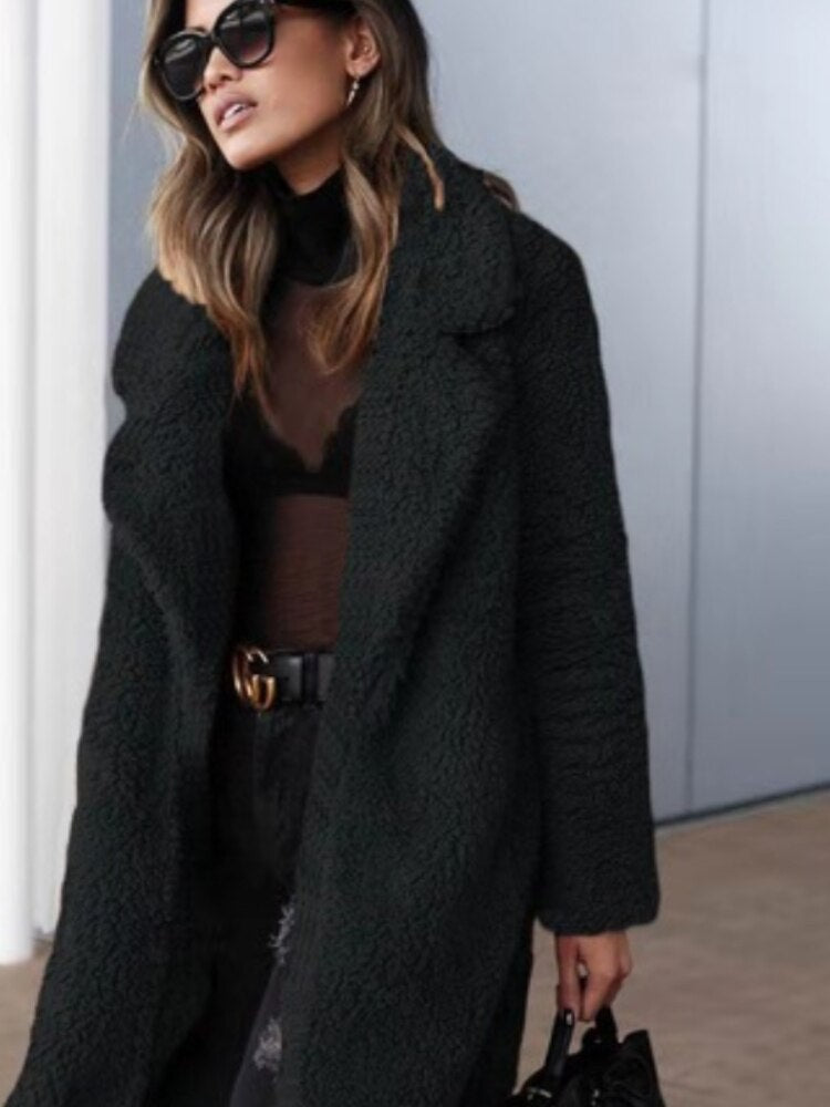 Kristy Women Longline Teddy Borg Fleece Winter Coat