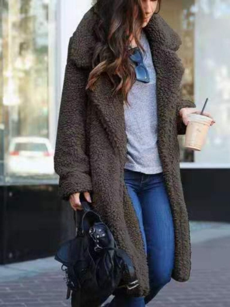 Kristy Women Longline Teddy Borg Fleece Winter Coat