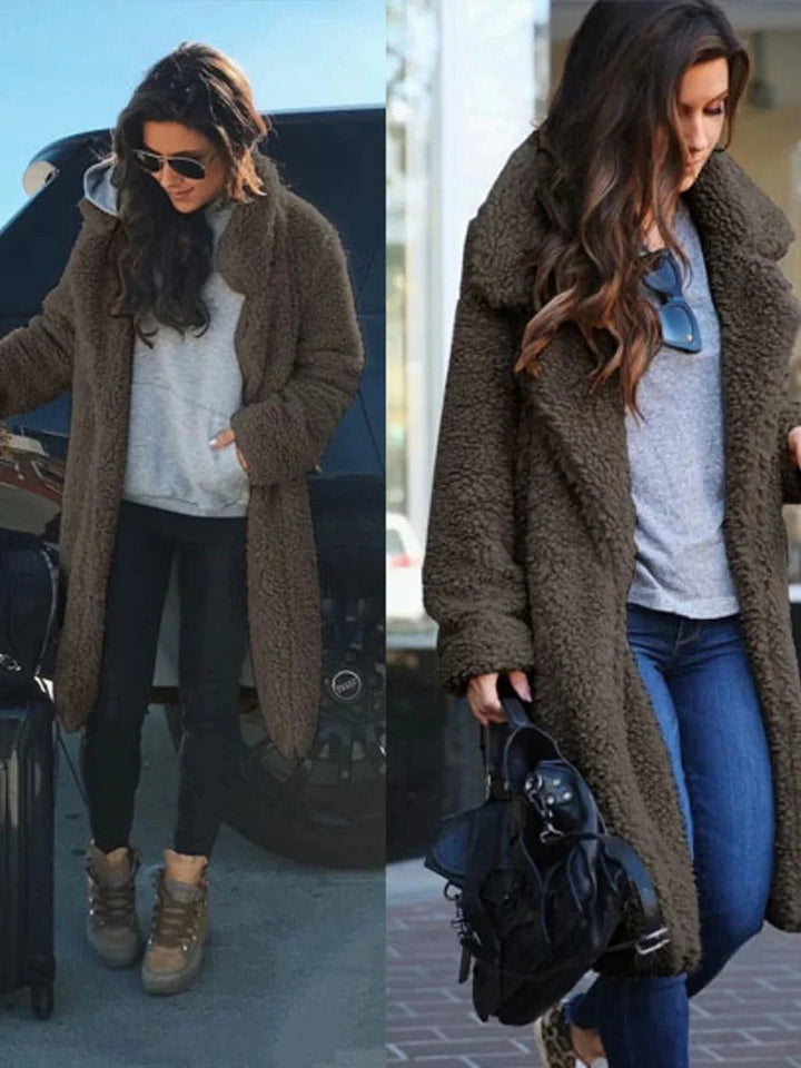 Kristy Women Longline Teddy Borg Fleece Winter Coat