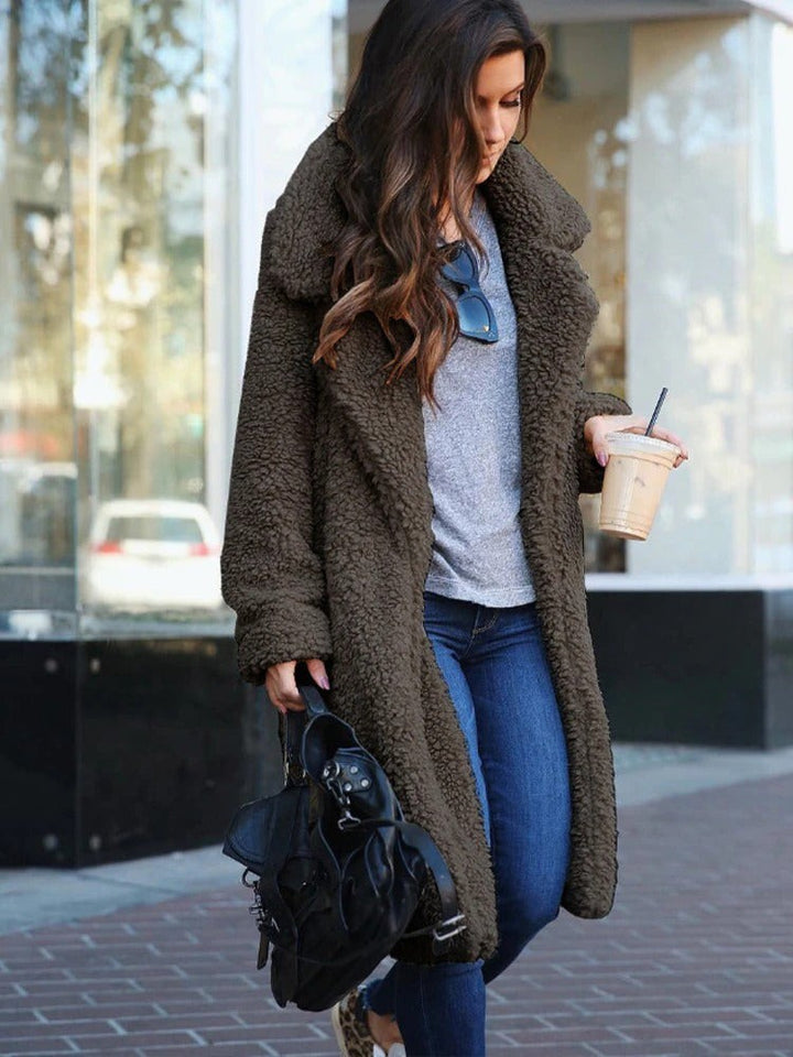 Kristy Women Longline Teddy Borg Fleece Winter Coat