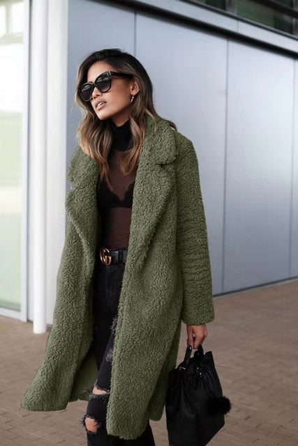 Kristy Women Longline Teddy Borg Fleece Winter Coat