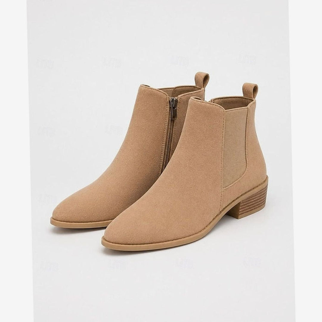 Fabiola Women Pointed Toe Side Zip Suede Heeled Boots