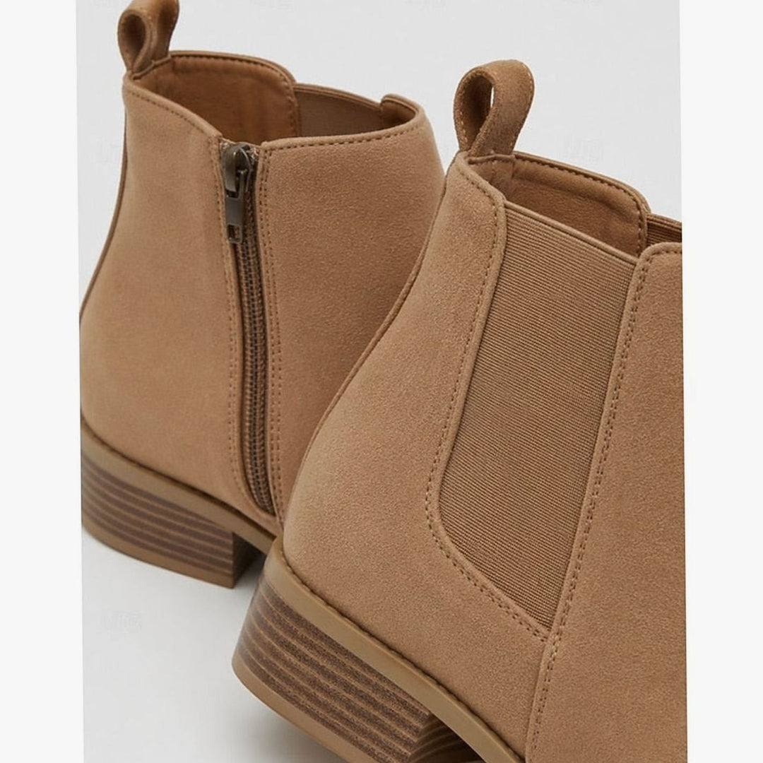 Fabiola Women Pointed Toe Side Zip Suede Heeled Boots