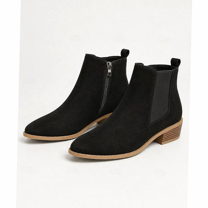Fabiola Women Pointed Toe Side Zip Suede Heeled Boots