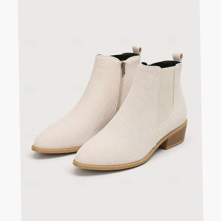 Fabiola Women Pointed Toe Side Zip Suede Heeled Boots