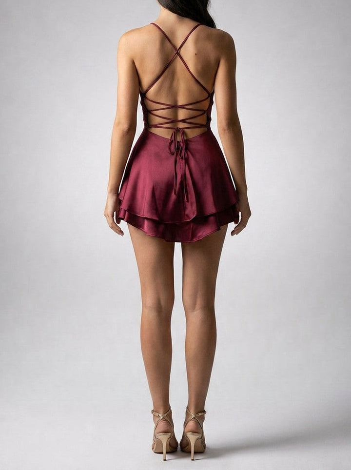 Hervor | Women Satin Flounce Mini Dress