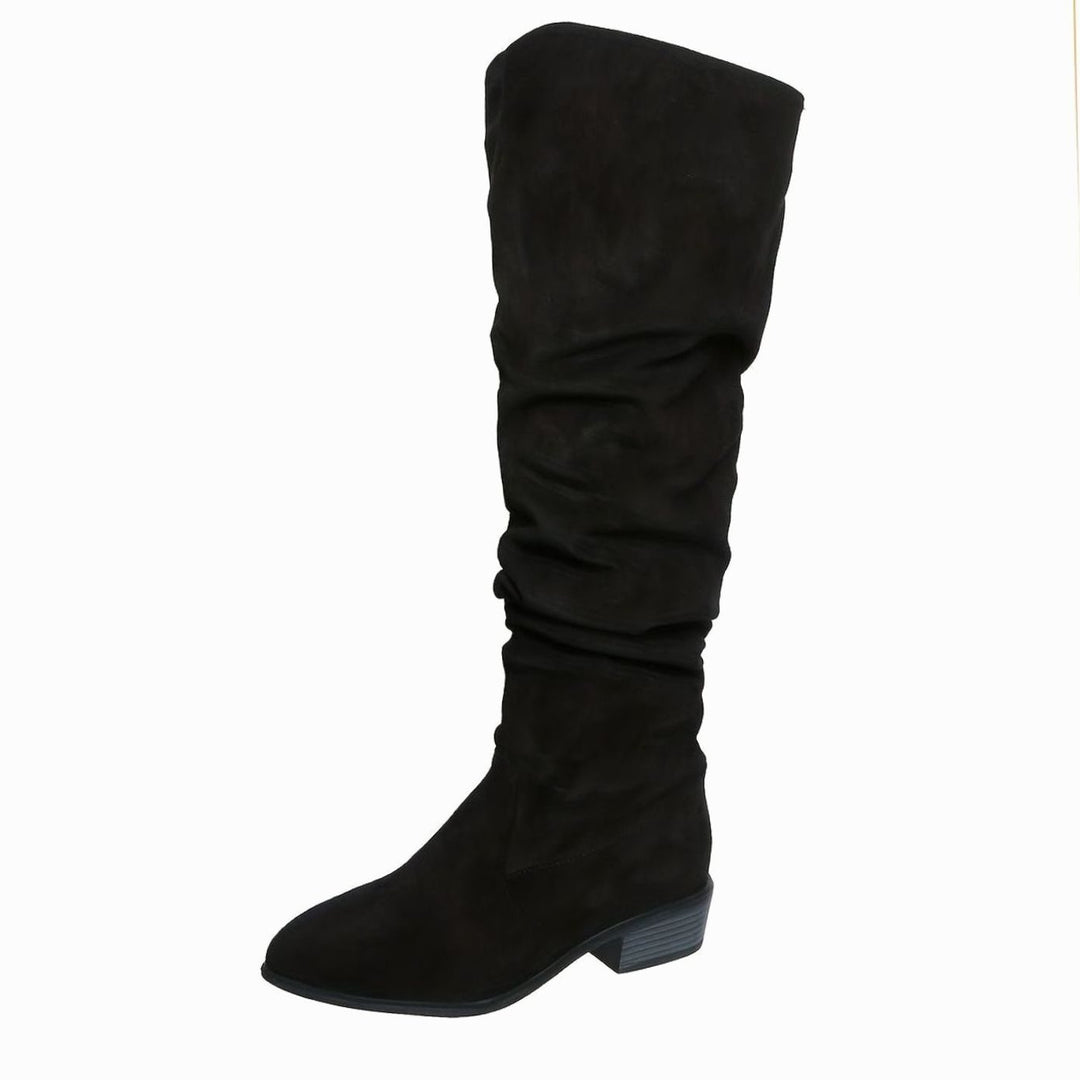Xiomara Women Slouch Faux Suede Block Heel Thigh High Boots