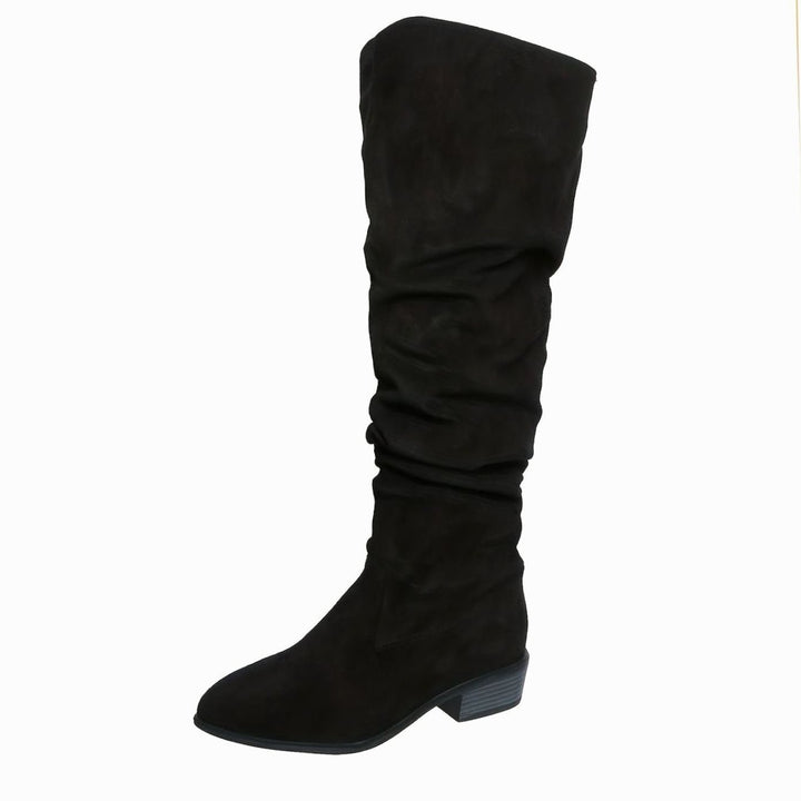 Xiomara Women Slouch Faux Suede Block Heel Thigh High Boots