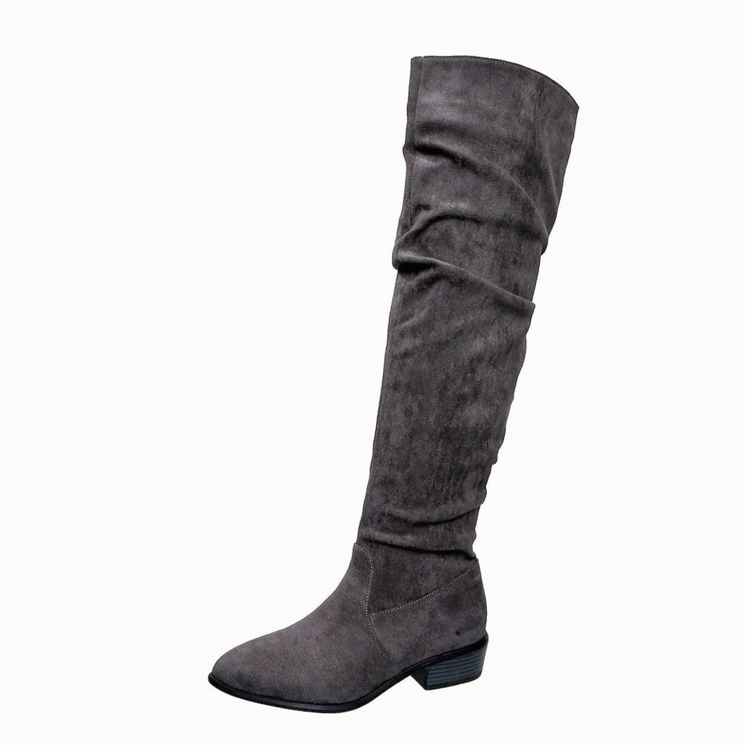 Xiomara Women Slouch Faux Suede Block Heel Thigh High Boots