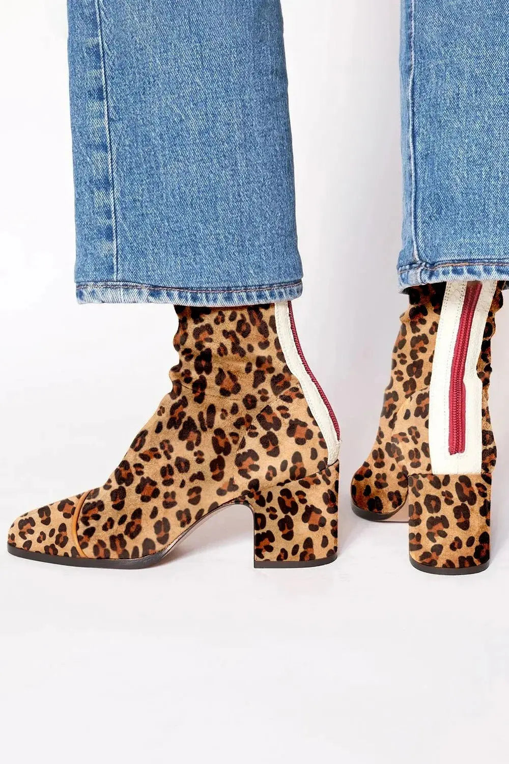 Mina | Women Square Toe Stripe Ankle Boots