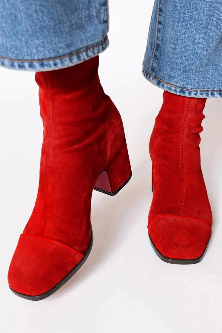 Mina | Women Square Toe Stripe Ankle Boots