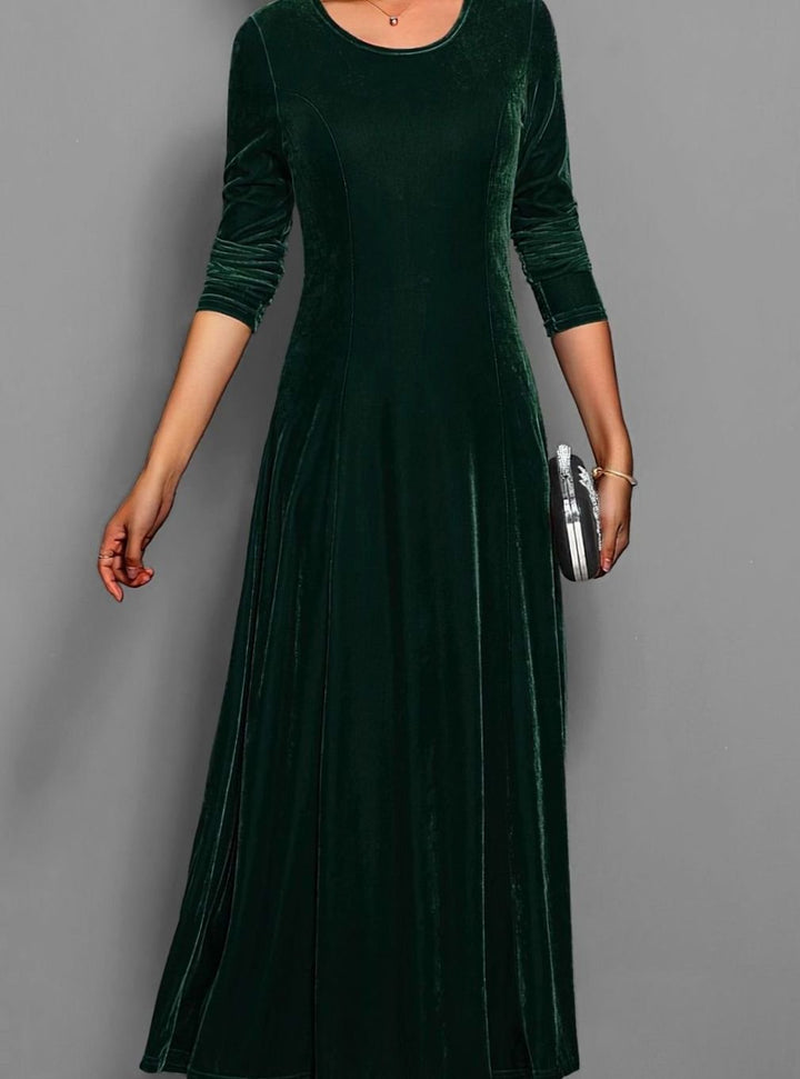Rosaria Women Velvet Long Sleeve A Line Holiday Dress