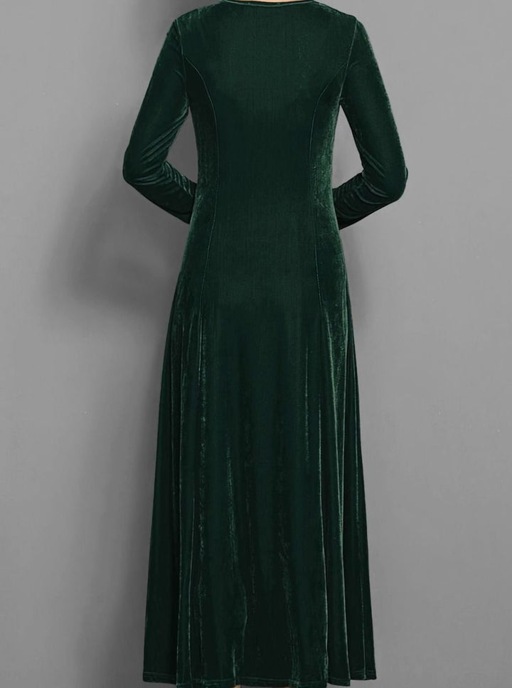 Rosaria Women Velvet Long Sleeve A Line Holiday Dress
