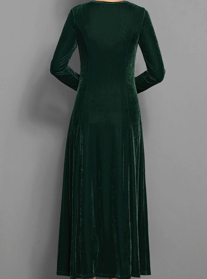 Rosaria Women Velvet Long Sleeve A Line Holiday Dress