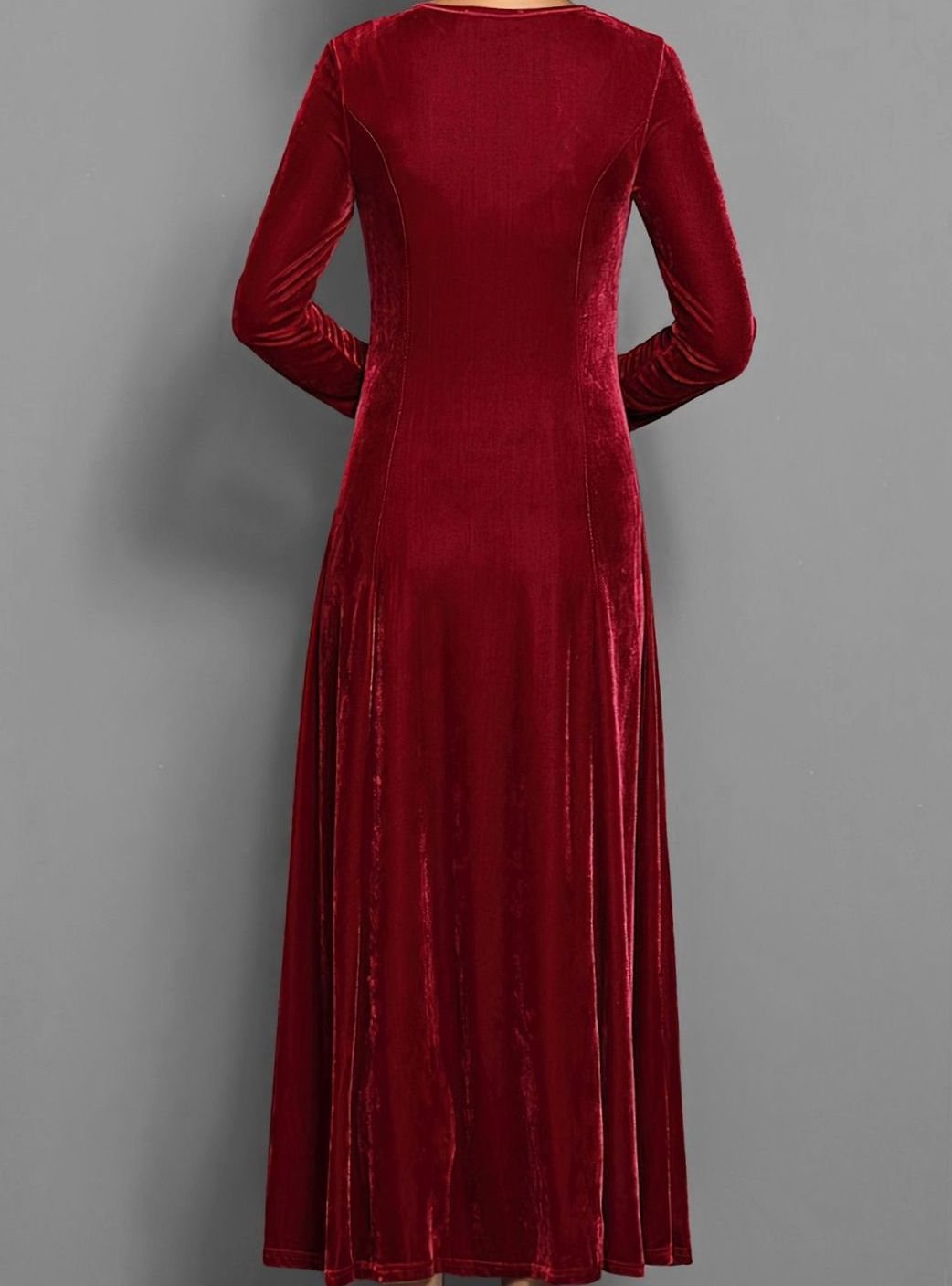 Rosaria Women Velvet Long Sleeve A Line Holiday Dress
