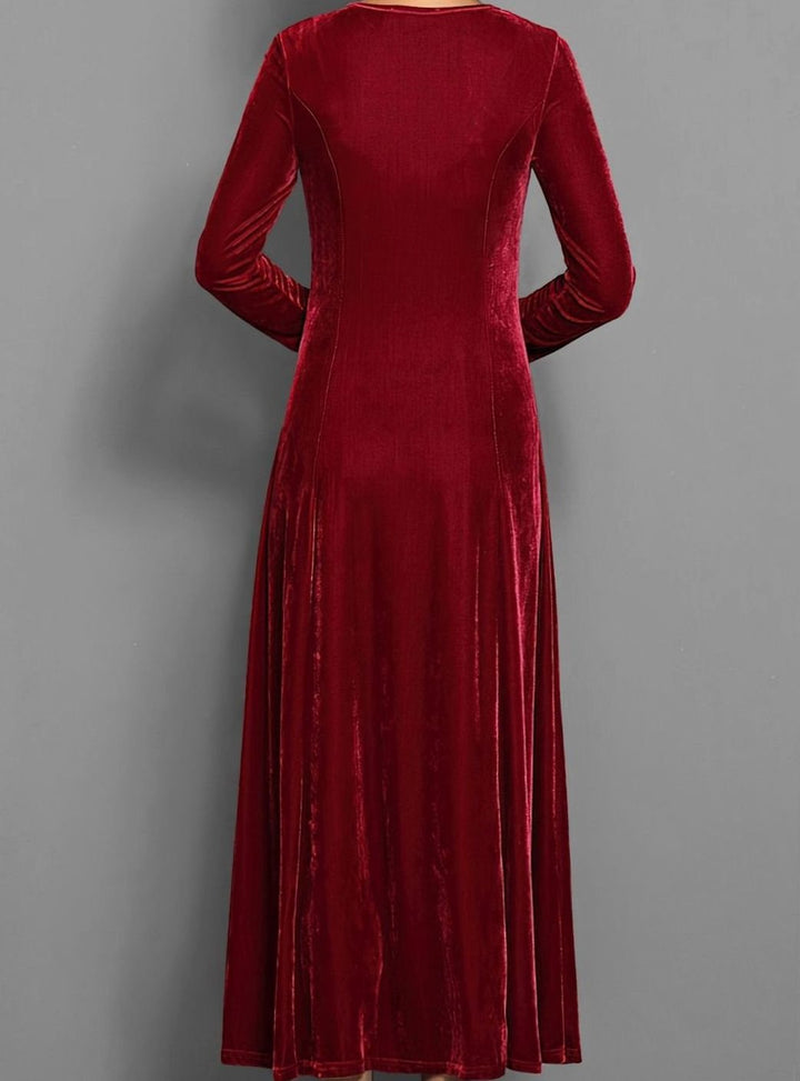 Rosaria Women Velvet Long Sleeve A Line Holiday Dress